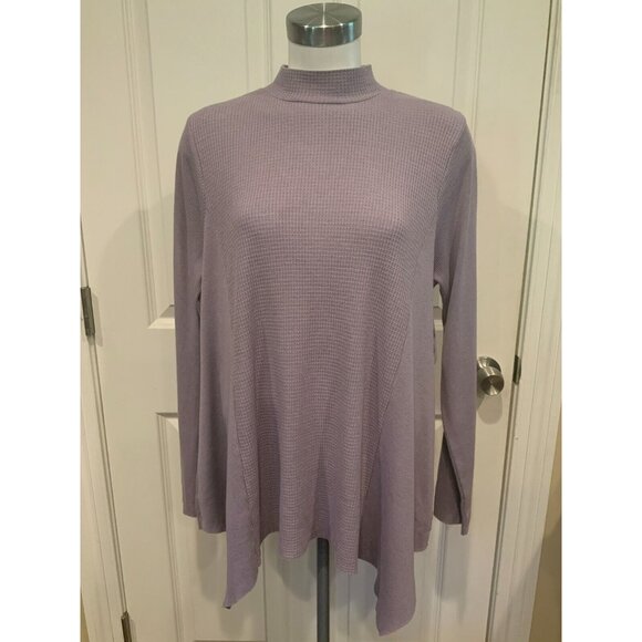 t. La Anthropologie Light Purple Waffle Knit Mock Neck Shirt, Size Small - Picture 1 of 8